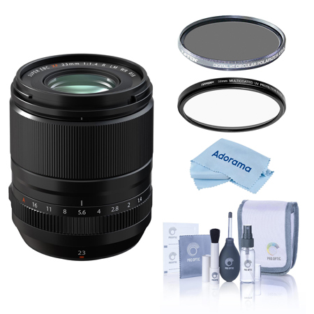 Fujifilm XF 23mm f/1.4 R LM WR Lens, Black, Bundle w/Tiffen 58mm UV, CPL Filters