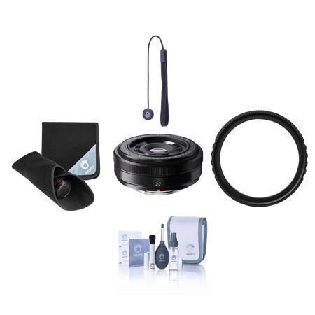 Fujifilm XF 27mm (41mm) F/2.8 Lens, Black with Basic Accessory Bundle