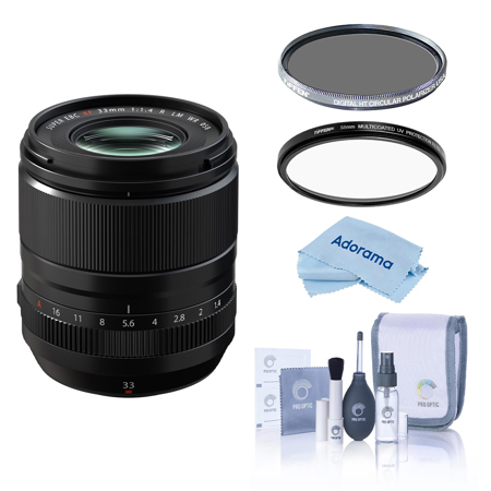 Fujifilm XF 33mm f/1.4 R LM WR Lens, Black, Bundle w/Tiffen 58mm UV, CPL Filters