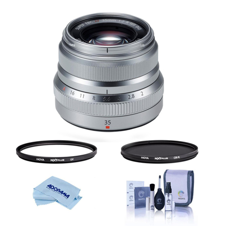 Fujifilm XF 35mm f/2 R WR Lens, Silver with 43mm Filter Kit 16481880 F