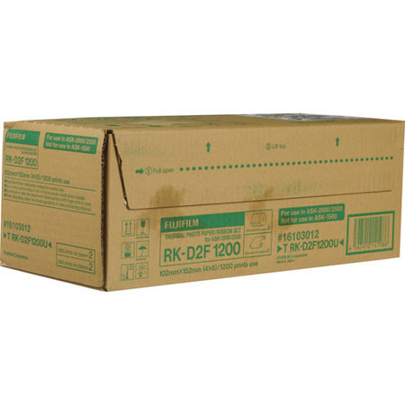 Fujifilm 4x6" Dye Sub Media f/ ASK-2000/2500, 2 Rolls 1200 prints,