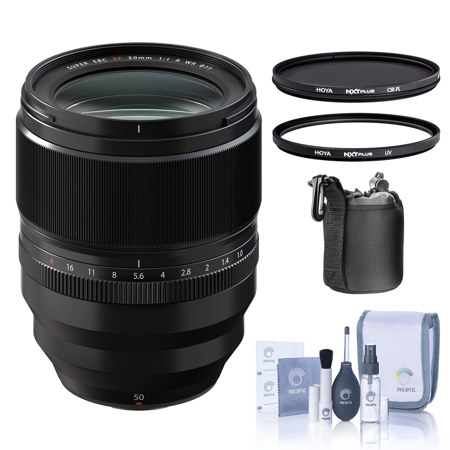 Fujifilm XF 50mm f/1.0 R WR Lens, Black w/Hoya 77mm UV+CPL Filter Kit & Acc Kit