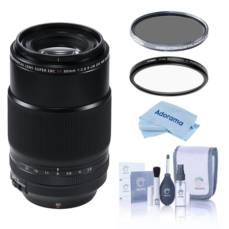 Fujifilm XF 80mm f/2.8 R LM OIS WR Macro Lens, Black, Bundle with Tiffen 62mm UV and CPL Filters