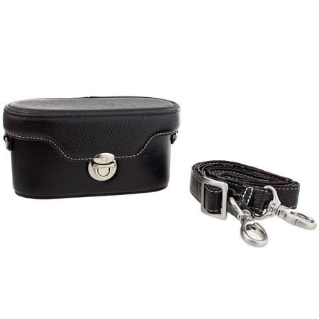 Fujifilm Black Top Grain Leather Binocular Case, with Cross Body Strap for XF-1