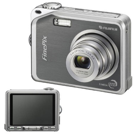 Fujifilm FinPix V10 Super CCD HR Point and Shoot Digital Camera, 5.1 Megapixel, 3.4x Optical Zoom, 5.7x Digital Zoom, 3.0" LCD Screen, Color: Gun Metal