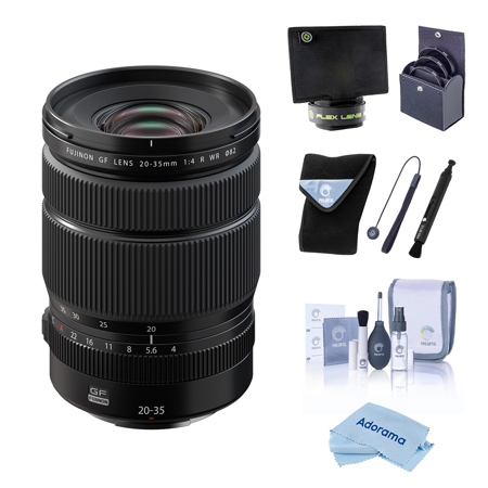 Fujifilm Fujinon GF 20-35mm f/4.0 R WR Lens, Black, Bundle with 82mm Filter Kit, Lens Wrap, Lens Cleaner, Lens Shade, Cleaning Kit, Lens Cap Tether and Cleaning Cloth