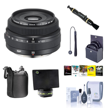 Fujifilm GF 50mm f/3.5 R LM WR Lens, Bundle with ProOptic 62mm Filter Kit, Cleaning Kit, Lens Cap Tether, Lens Case, Flex Lens Shade, Lens Cleaner, PC Software Kit