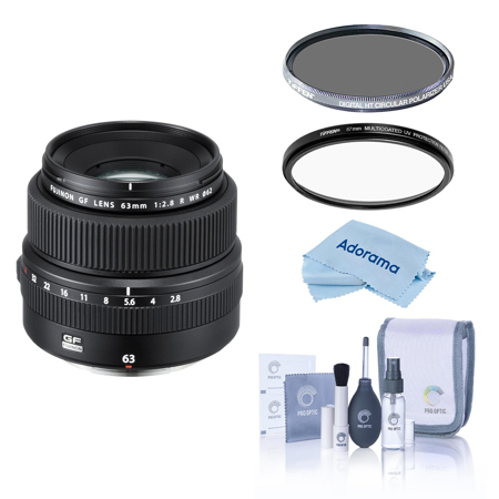 Fujifilm GF 63mm f/2.8 R WR Lens, Bundle with Tiffen 62mm UV and CPL Filters