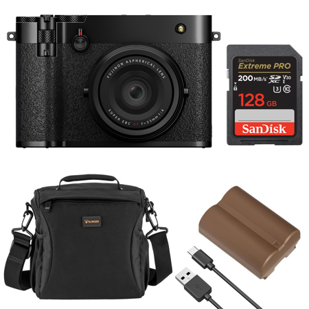 Fujifilm GFX100RF Digital Camera, Black, Bundle with 128GB Memory Card, NP-W235 Battery and Shoulder Bag