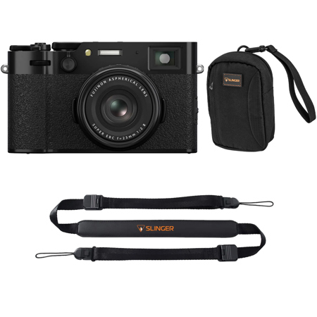 Fujifilm X100VI Digital Camera, Black, Bundle with Quick Release Sling Strap and Alpine 2 Camera Bag
