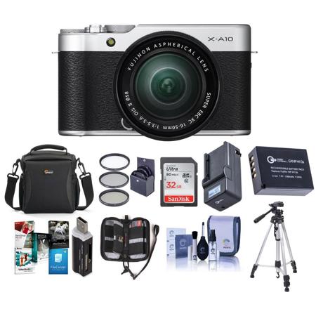 Fujifilm XA10 Mirrorless with 16-50mm OIS II Lens Silver With Premium ACC Bundle