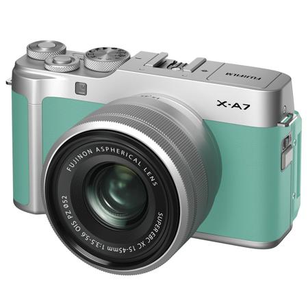 Fujifilm X-A7 Mirrorless Digital Camera, Fujinon XC 15-45mm PZ Lens, Mint Green