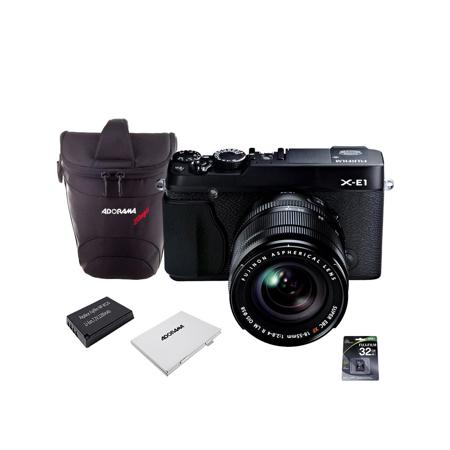 Fujifilm X-E1 Camera, Black, with XF 18-55mm Zoom Lens, Bundle