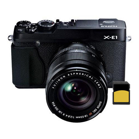 Fujifilm X-E1 Mirrorless Digital Camera with 18-55mm Lens, Black W/ 32GB Card
