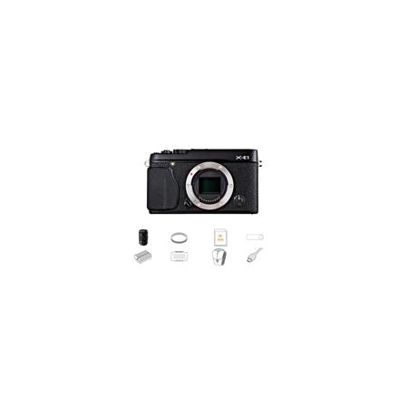 Fujifilm X-E1 Mirrorless Digital Camera Body, Black, Bundle w/Fujifilm XF 55-200mm & Access