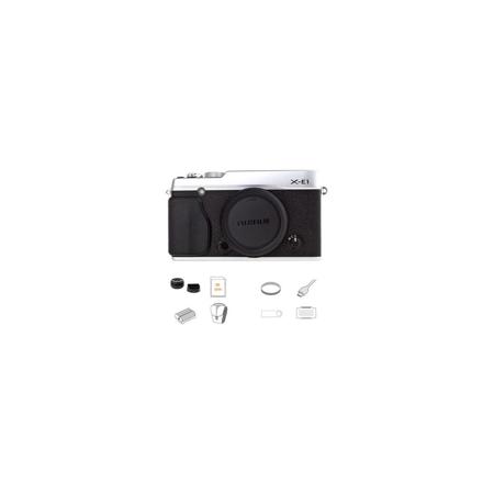 Fujifilm X-E1 Camera Body, Silver, Bundle w/Fujifilm XF 18mm F/2.0 Lens