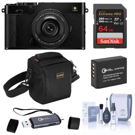 Fujifilm X-E5 Mirrorless Camera with XF 23mm f/2.8 R WR Lens, Black, Bundle with 64GB Extreme PRO SDXC Memory Card, Shoulder Bag, Extra Battery, OTG Card Reader and Cleaning Kit