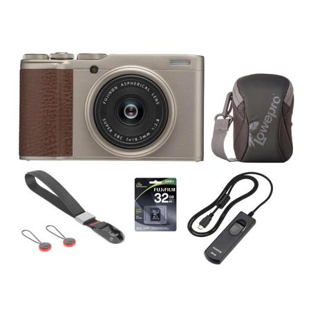 FujifilmX-F10 Digital Camera with 18.5mm Wide Angle Lens, Gold W/Accessory Kit