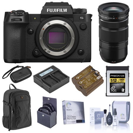 Fujifilm X-H2S Camera w/XF 18-120mm f/4 LM PZ WR Lens, Bundle w/Accessory Kit