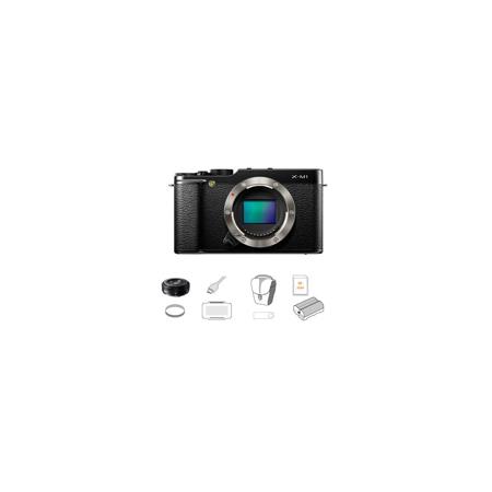 Fujifilm X-M1 Mirrorless Digital Camera Body, Black,Bundle w/Fujifilm XF 27mm F2.8 & Access