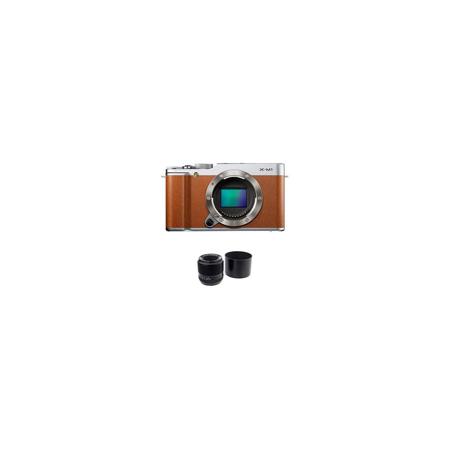 Fujifilm X-M1 Mirrorless Digital Camera Body, Brown Bundle w/Fujifilm XF 60mm f/2.4 Lens