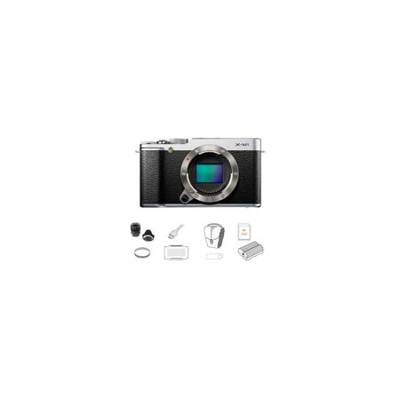 Fujifilm X-M1 Mirrorless Digital Camera Body,Silver,Bundle w/Fujifilm XF 14mm F2.8 & Access