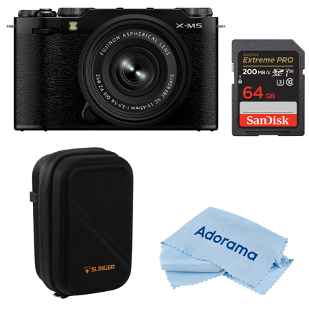 Fujifilm X-M5 Camera with XC 15-45mm f/3.5-5.6 Lens, Black, with Included Value