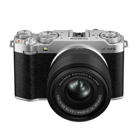 Fujifilm X-M5 Mirrorless Camera with XC 15-45mm f/3.5-5.6 OIS PZ Lens, Silver