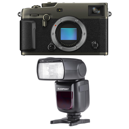 Fujifilm X-Pro3 Mirrorless Camera, Dura Black With FP Zoom Li-ion R2 TTL Flash