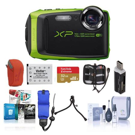 Fujifilm FinePix XP90 Digital Camera,Water/Shockproof,Lime, w/Premium Accessries