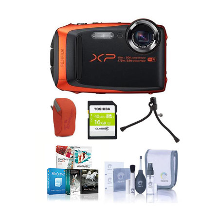 Fujifilm FinePix XP90 Digital Camera,Water/Shockproof,Orange, w/Free Accessories