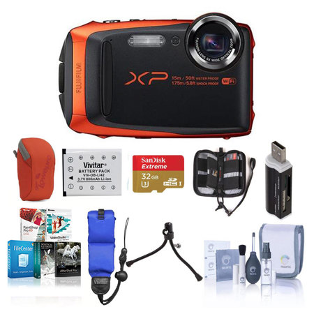 Fujifilm FinePix XP90 Digtal Camera,Water/Shockproof,Orange,w/Premium Accessries