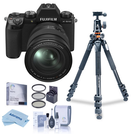 Fujifilm X-S10 Camera XF 16-80mm f/4 R OIS Lens - Bundle with Tripod Kit