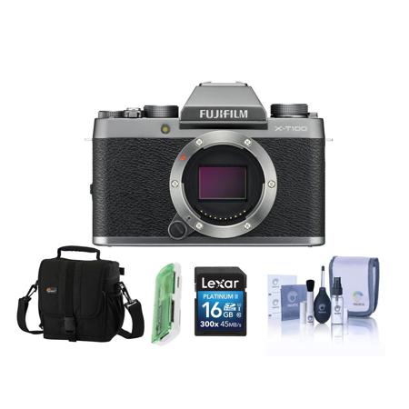 Fujifilm X-T100 Mirrorless Digital Camera Body Silver With Free Accessory Bundle
