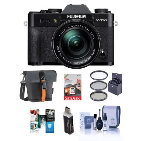 Fujifilm X-T10 Mirrorless with 18-55mm OIS Lens Black And Free Accessory Bundle
