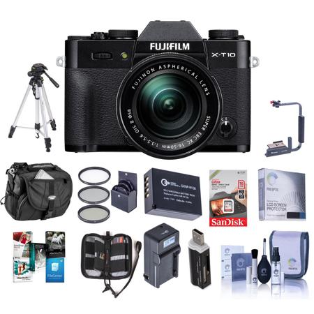 Fujifilm X-T10 Mirrorless w/18-55mm OIS Lens Black And Premium Accessory Bundle