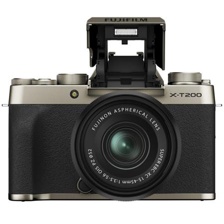 Fujifilm X-T200 Mirrorless Digital Camera with FUJINON XC 15-45mm f&frasl;3.5-5.6  Optical Image Stabilization Power Zoom Lens - Champagne Gold