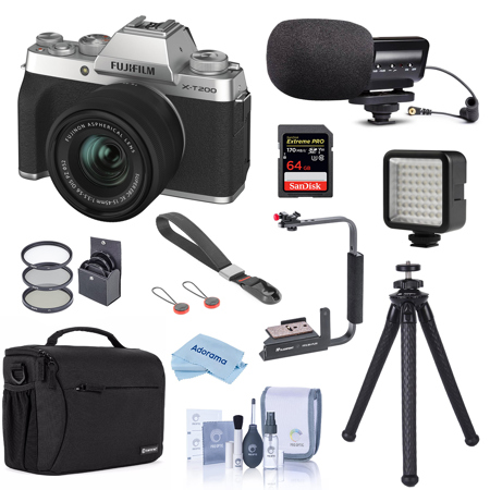 Fujifilm X-T200 with FUJINON XC 15-45MM F/3.5-5.6 Lens Silver With Vlogger Kit