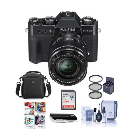 Fujifilm X-T20 Mirrorless Camera w/XF 18-55mm F2.8-4 R Lens Black W/Free Acc Kit