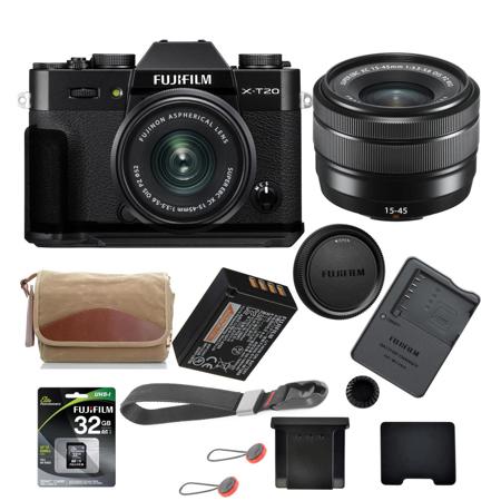 Fujifilm X-T20 Mirrorless Camera w/XC 15-45mm F3.5-5.6 Lens, Black W/Acc Bundle