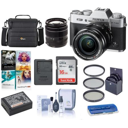 Fujifilm X-T20 Mirrorless Camera w/XF 18-55mm F2.8-4R Lens Silver W/Free Acc Kit