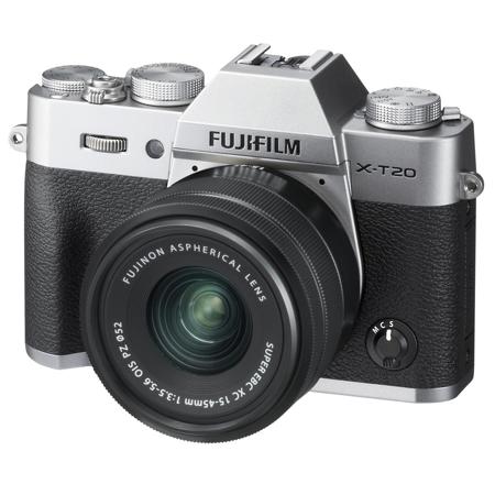 Fujifilm X-T20 24.3MP Mirrorless Digital Camera with XC 15-45mm F3.5-5.6  OIS PZ Lens, Silver