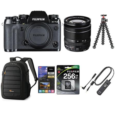 Fujifilm X-T2 Mirrorless with 18-55mm OIS Lens, Black With Accessory Bundle