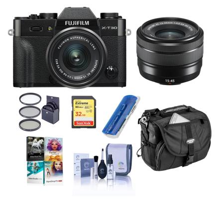 Fujifilm X-T30 Mirorless Camera with XC 15-45mm OIS PZ Lens Black W/Free ACC KIT