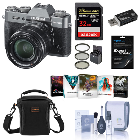 Fujifilm X-T30 Mirrorless Camera w/XF 18-55mm f/2.8-4 Lens Charcoal Silver W/ACC