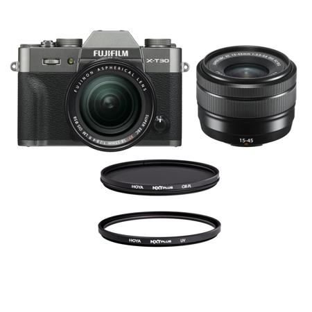 Fujifilm X-T30 Mirrorless Camera with XF 18-55mm f/2.8-4 Ch Silver/UV/CPL Filter