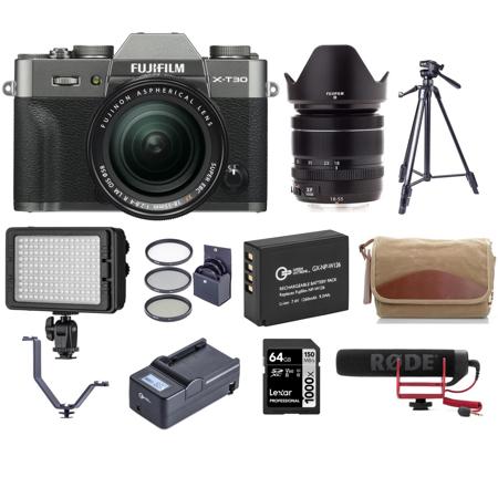 Fujifilm X-T30 Mirrorless Camera with XF 18-55mm f/2.8-4 Lens Char Silver W/KIT