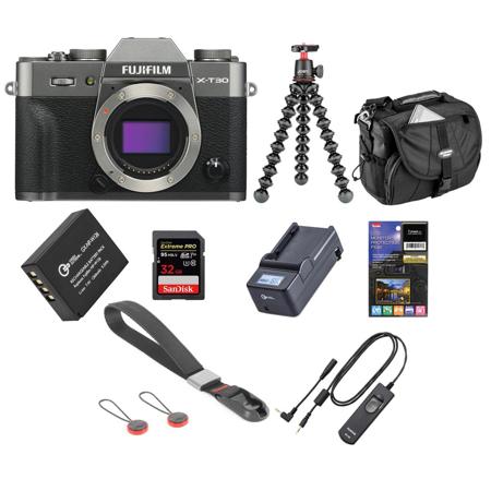 Fujifilm X-T30 Mirrorless Digital Camera Body Charcoal Silver W/Accessory Bundle