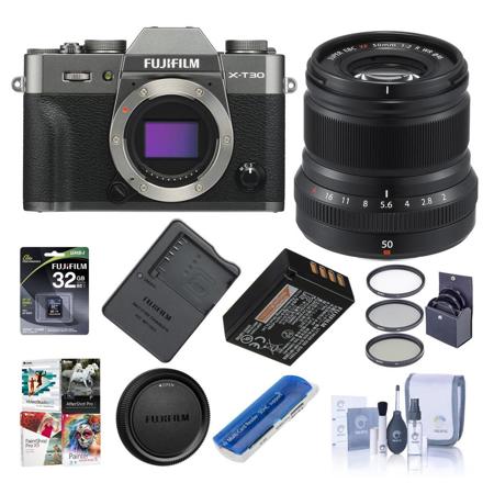 Fujifilm X-T30 Mirrorless Camera Charcoal Silver With Fuji XF 50mm F/2 Lens/ACC