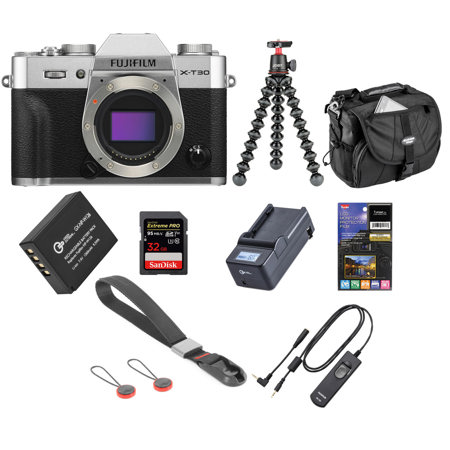 Fujifilm X-T30 Mirrorless Digital Camera Bod, Silver With Accessory Bundle